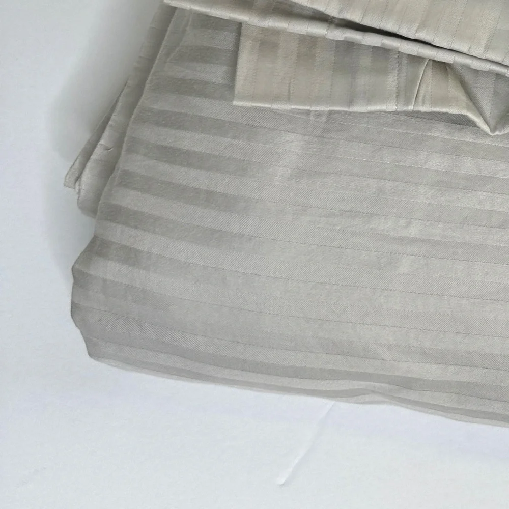 BOLL & BRANCH Signature Stripe Duvet Cover & Shams NEW Pewter Gray King Cal King